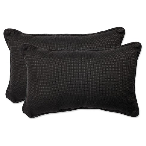 Pillow Perfect Tweed Outdoor Throw Pillow Set Black Target
