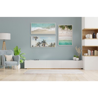 Ocean Beach Fantasy Coastal Framed Canvas Art, 18x40, White