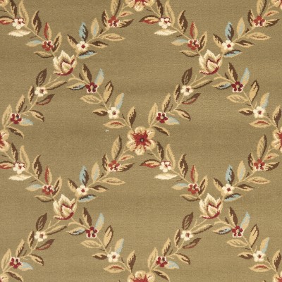 Elegant Green Floral Border 2'3" x 12' Synthetic Runner Rug