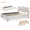 KTMBDW Full/Queen Size Upholstered Platform Bed with Brick Pattern Headboard and Twin Size Trundle, Linen Fabric - 3 of 4