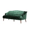 Okak Comfy Velvet Sofa 1pc with Tufted Backrest, Wooden Legs Modern Loveseat Couch 3-seat for Apartments, living Room, Study, Emerald - 3 of 4