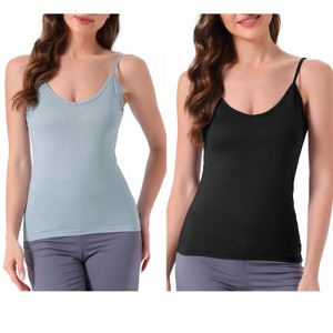 INSPIRE CHIC Women's 2 Pcs Camisole Scoop Neck Sleeveless Tank Undershirt Spaghetti-Strap Pajama Tops - 1 of 4