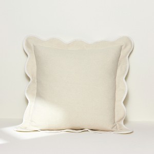 Lush Décor Coastal Chic Scalloped Edge Pillow Cover Dark Linen/Off White - 1 of 4