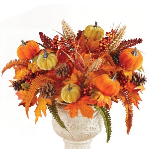 Collections Etc Artificial Autumn Harvest Pumpkin Bushes - Set of 3 12 X 12 X 15 - 1 of 2
