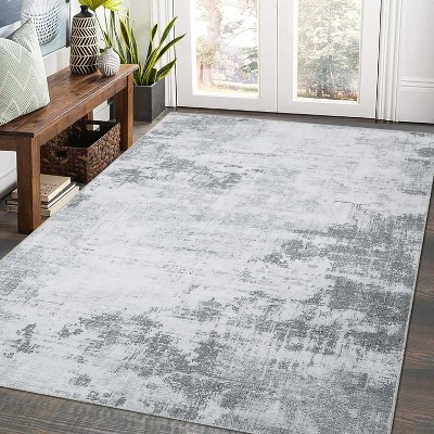 Modern Abstract Living Room Rug with Non-Slip Backing Ultra-Thin Stain Resistant Non Shedding Throw Carpet