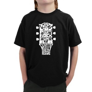 LA Pop Art Boy's Word Art T-shirt - Guitar Head Music Genres - 1 of 4