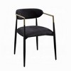 Royal Hampton Dining Side Chair Set of 2, Black Gold Metal, Black Fabric - 2 of 4