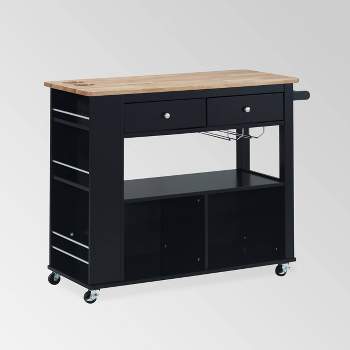 Cato Kitchen Cart Black - Christopher Knight Home