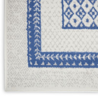 Boho Blue Geometric Flat-Woven 24" Synthetic Area Rug
