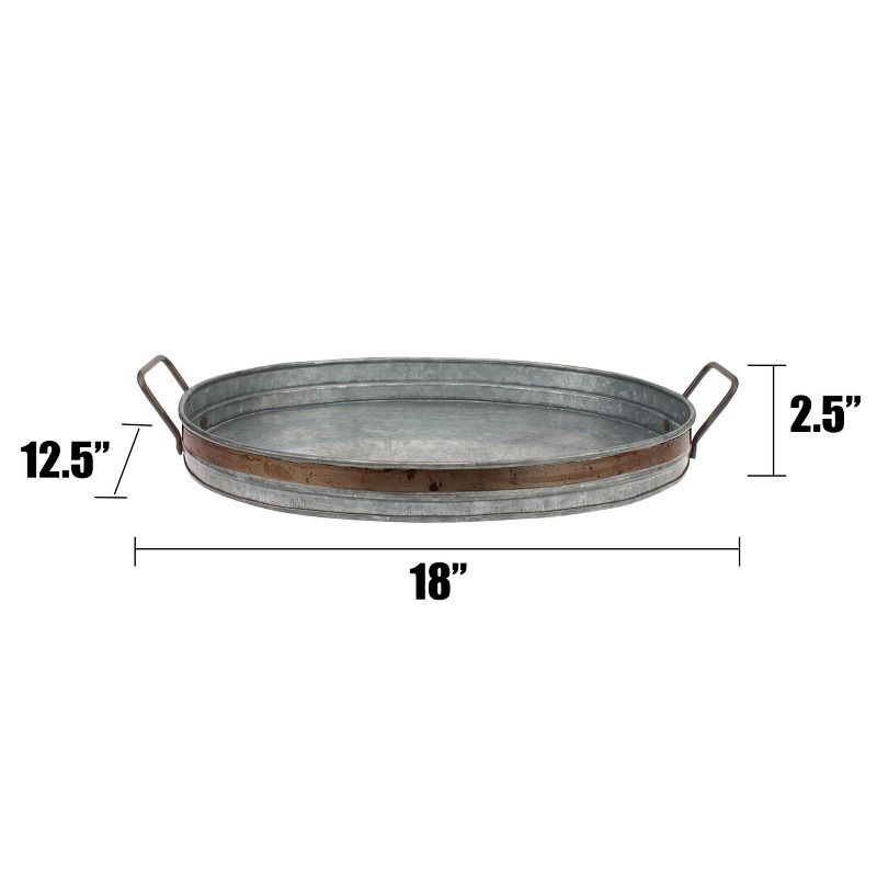 18&#34; Aged Galvanized Metal Tray with Rust Trim and Handles Gray - Stonebriar Collection, 6 of 7