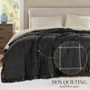 Soft Microfiber Twin Blanket, Box Quilting with Satin Binding, Lightweight Summer Blanket in Black - 3 of 4