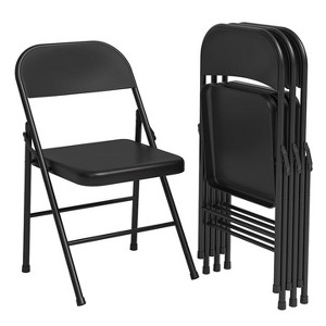 Whizmax Solo Classic Home Adult Modern Metal Indoor Auditorium Padded Folding Chairs, Black (Set of 4) - 1 of 4