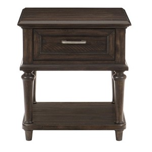 Cardano Wood 1 Drawer End Table in Driftwood Charcoal - Lexicon - 1 of 4