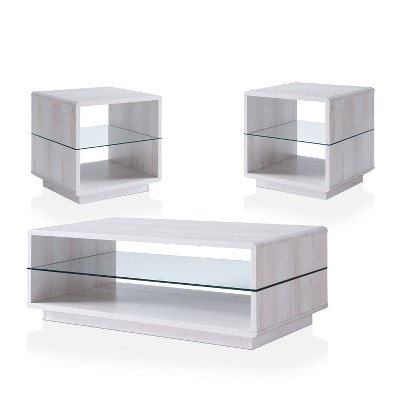 3pc Welnick Coffee Table Set White Oak - miBasics