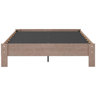 Contemporary Queen Platform Bed with Warm Gray Finish