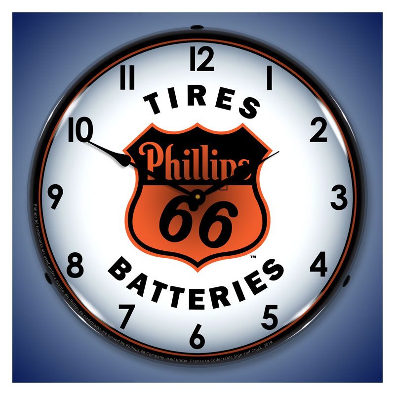 Collectable Sign & Clock | Phillips 66 Tires and Batteries LED Wall Clock Retro/Vintage, Lighted, 2 of 6