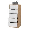 CAVINAS 5 Drawers Dresser for Bedroom,Modern Drawers with Black Handle for Kids Room,Living Room,Entry and Hallway,White/White+Brown - 4 of 4