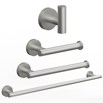 YAWWALK Round 4-Piece Bathroom Hardware Set with Towel Hook, Toilet Paper Holder, and Towel Bar