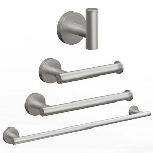 YAWWALK Round 4-Piece Bathroom Hardware Set with Towel Hook, Toilet Paper Holder, and Towel Bar - 1 of 4