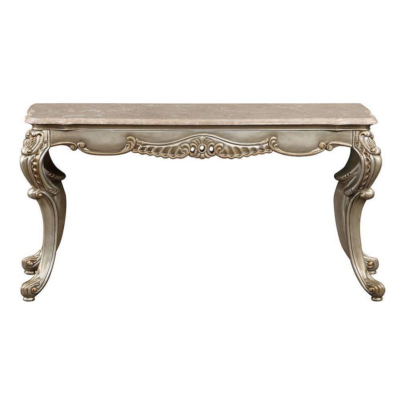 58&#34; Miliani Accent Table Natural Marble Top and Antique Bronze Finish - Acme Furniture, 5 of 8
