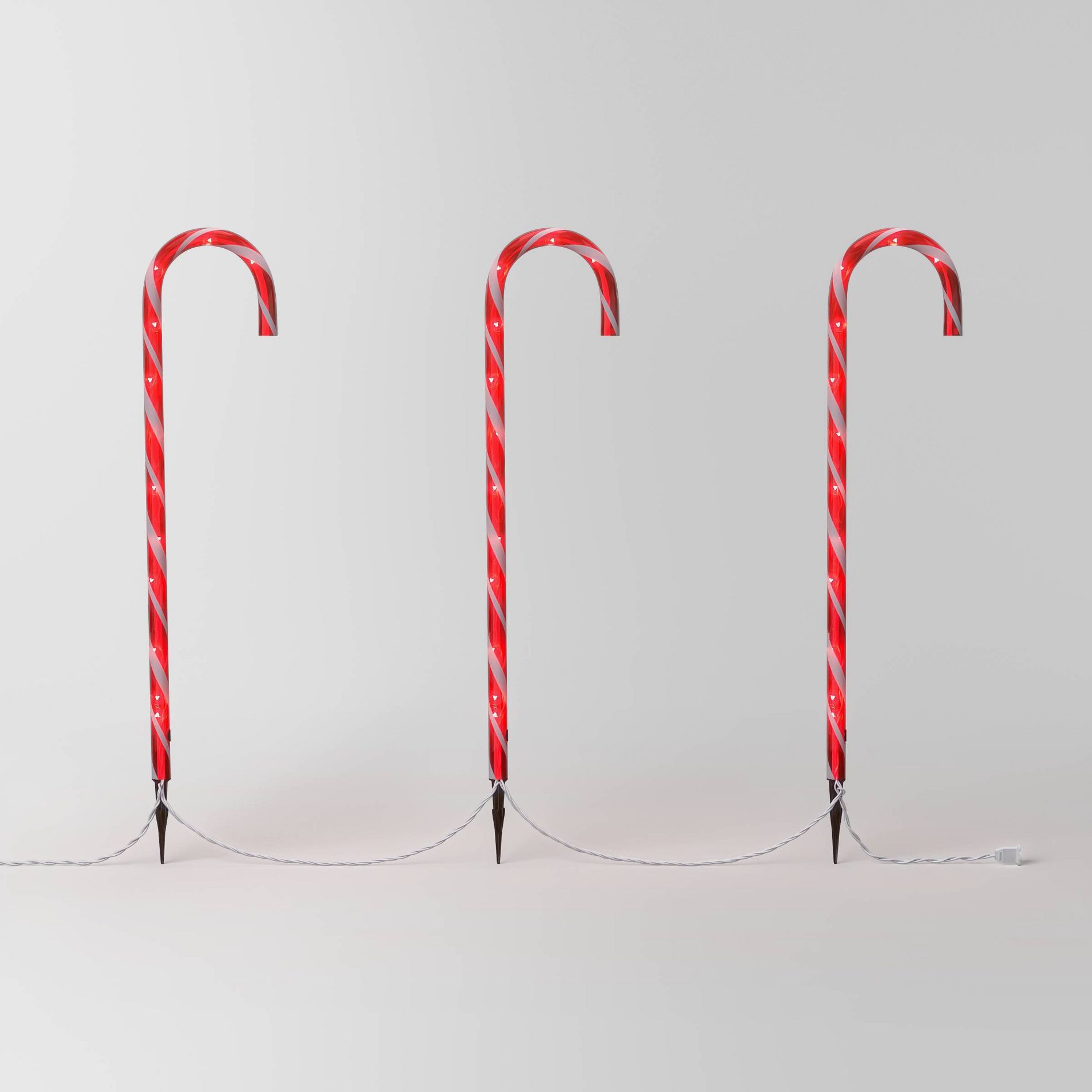3pc LED Candy Cane Christmas Novelty Path Lights - Wondershop™