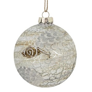 Northlight 4" Birch Wood and Glitter Pine Cones Glass Ball Christmas Ornament - 1 of 4