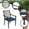CLIHOME Cast Aluminum Patio Classic Lattice Dining Chairs with Sofa Cushions(Set of 4) - 3 of 4