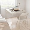 5-Piece Folding Table and Chair Set, PU Upholstered Foldable Card Table with 4 Metal Chairs, Portable Dining or Event Furniture, Beige - 4 of 4