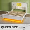 Greenstell Queen Bed Frame with Upholstered Storage Headboard Sliding Doors & Drawers and Charging Station & LED Light Wood White - 4 of 4