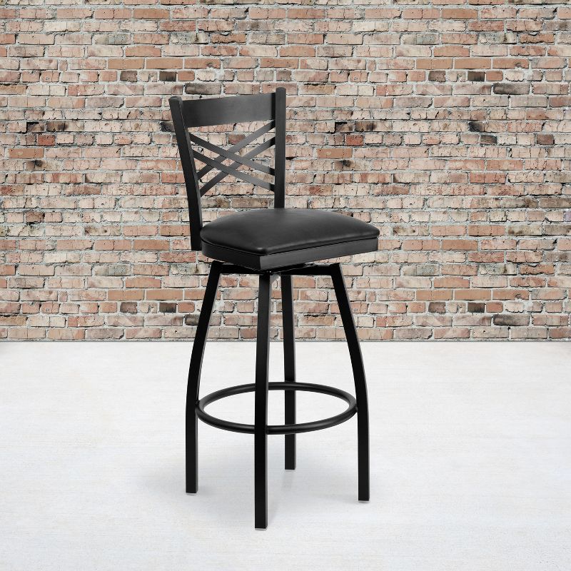 Emma and Oliver 2 Pack "X" Back Swivel Metal Barstool, 2 of 7
