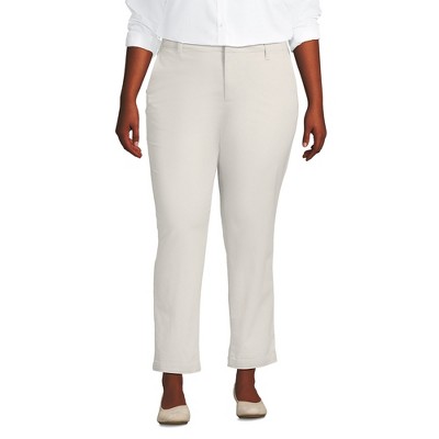 Lands' End Women's Mid Rise Classic Straight Leg Chino Ankle Pants