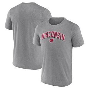 NCAA Wisconsin Badgers Men's Gray Poly T-Shirt - 1 of 3