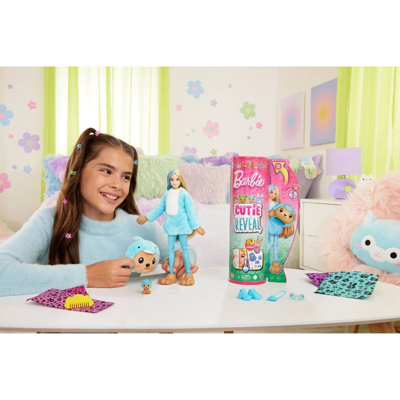 Barbie Cutie Reveal Teddy Bear as Dolphin Costume-Themed Series Doll &#38; Accessories with 10 Surprises, 3 of 8