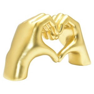 HomeRoots 4" Gold Resin Heart Hands Tabletop Sculpture - 1 of 4