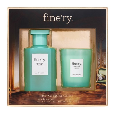 fine'ry. Full Size EDP + Mini Candle Gift Set - Pistachio Please - 2pc