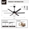 Ludomide 60" Modern Ceiling Fans With Lights And Remote & APP Control, Black Industrial Chandelier Dimmable LED Ceiling Fan Light - 3 of 4