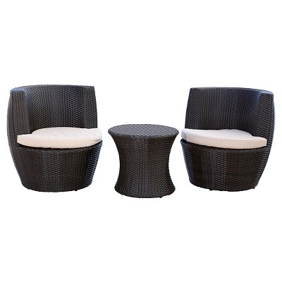 3pc Newport Outdoor Wicker Bistro Chair Set Espresso - Abbyson Living