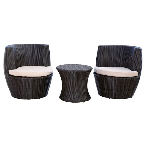 3pc Newport Outdoor Wicker Bistro Chair Set Espresso Abbyson