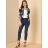 INSPIRE CHIC Women's Open Front Office Long Sleeve Lightweight Printed Floral Crop Suit Blazer - 2 of 4