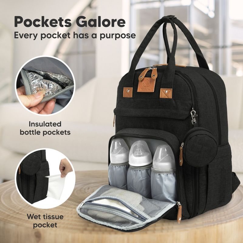KeaBabies Diaper Bag with Changing Pad - Waterproof Baby Bag, Travel Diaper Bags, Baby Diaper Bag Backpack, 4 of 11
