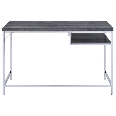 Weathered Gray and Chrome Home Office Desk with Drawer