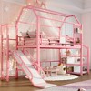 KWPZQEB Twin/Full Size Loft Bed, Metal Bed Frame with Slide & Stairs, Kid Playhouse with Storage Shelves & House-shaped Roof, Noise-free Design - 3 of 4