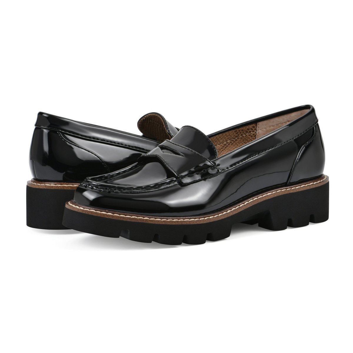 Женские туфли White Mountain Women's Gunner Lug Sole Loafer, Black Patent, 8 — фото 7