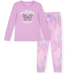 Sleep On It Girls 2-Piece Hacci Pajama Set with Matching Scrunchie - 1 of 4