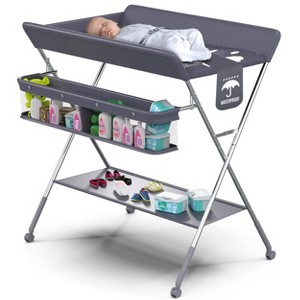 Babylicious Portable Baby Changing Table – Foldable with Wheels, Adjustable Height, Safety Belt & Large Storage Rack for Infants - 1 of 4