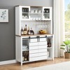 Garvee Farmhouse Wine Cabinet, Dining Room Kitchen Cabinet with Wine Rack, White - 2 of 4