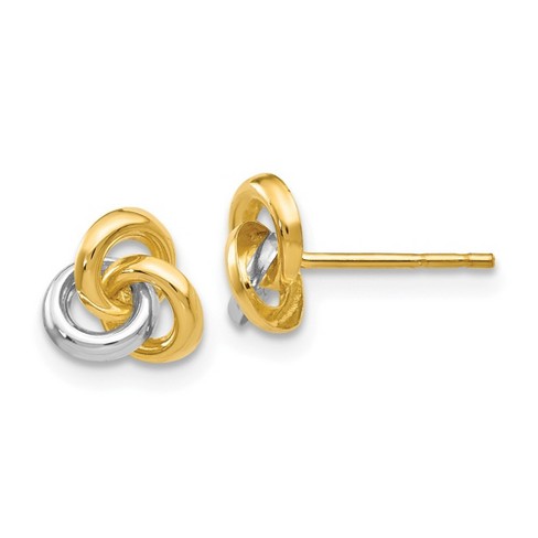 Black Bow Jewelry 7mm Two Tone Love Knot Post Earrings in 14k Gold and Rhodium - image 1 of 4