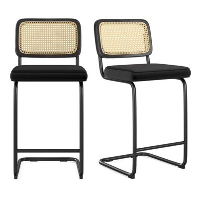 FURNIinspire Dining Chair, Counter Height Bar Stools Set of 2, Bar Chairs and Stools, Armless, Ideal for Kitchen Islands, Black, 18.9"*17.7"*39.4"