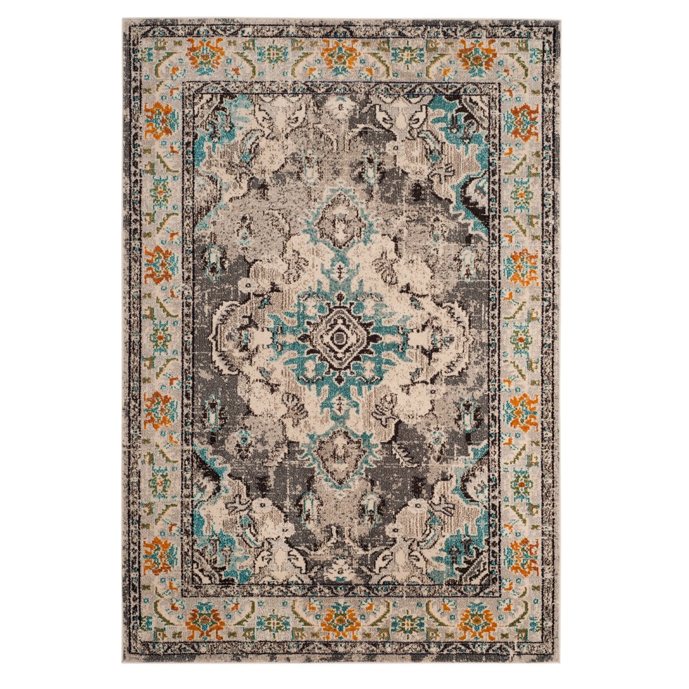 5'x8' Medallion Loomed Area Rug Gray/Light Blue - Safavieh