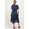 Pinkblush Navy Leaf Print Pleated Maternity Midi Dress - 3 of 4